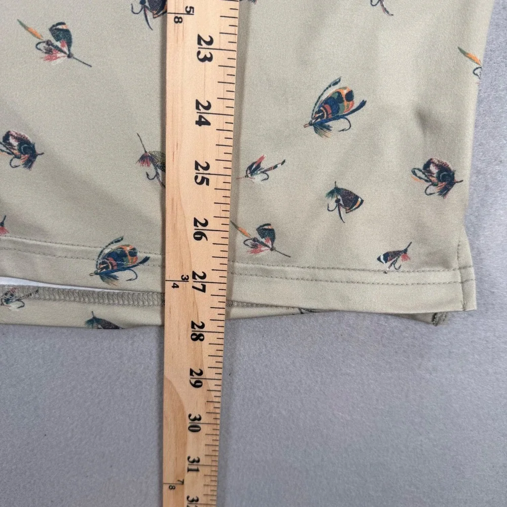 North River Outfitters Mens Tan Fly Fishing Lure Print Polo Shirt Medium M